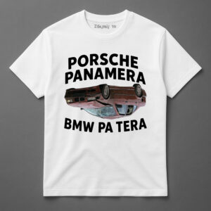 Koszulka z nadrukiem auta: Porsche Panamera BMW Pa Tera, odwrócone auto.