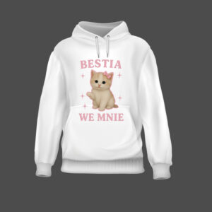 Bluza z grafikiem kotka i napisem Bestia we mnie.