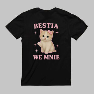 Czarna koszulka z kotkiem i napisem Bestia we mnie.
