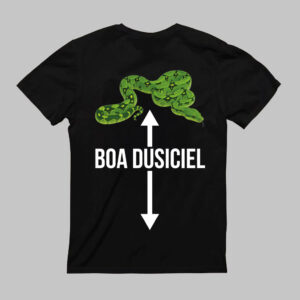 Koszulka czarna z zielonym wężem i napisem BOA DUSICIEL.