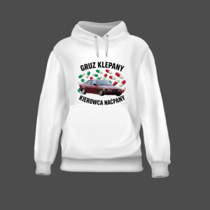 Bluza z nadrukiem samochodu i napisem Gruz klepany, kierowca naćpany.