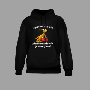 Bluza z nadrukiem psa boksującego i humorystycznym tekstem.