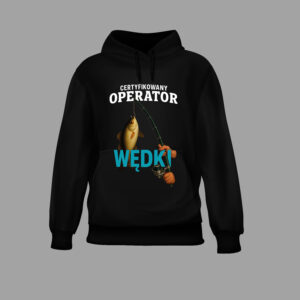 Bluza z nadrukiem Certyfikowany Operator Wędki i grafiką ryby oraz wędki.
