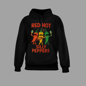 Bluza z nadrukiem Red Hot Silly Peppers w kształcie papryk z wąsami.