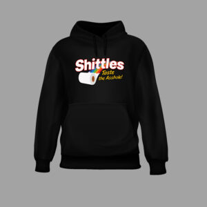 Czarna bluza z humorystycznym nadrukiem i wzorem papieru toaletowego.