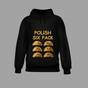 Bluza z napisem Polish Six Pack z grafiką sześciu pierogów.