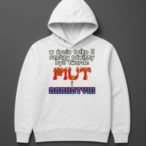 Biała bluza z nadrukiem humorystycznym w życiu tylko 2 rzeczy powinny być twarde.