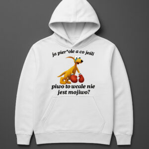 Bluza z zabawną grafiką kangura i napisem na temat piwa.