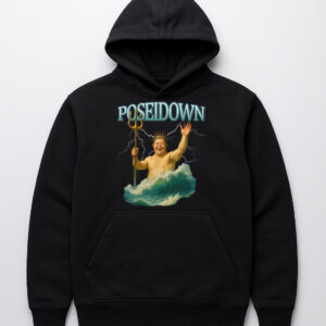 Czarna bluza z grafiką Poseidona i napisem POSEIDOWN.