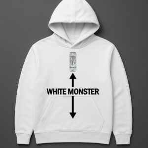 Biała bluza z kapturem z grafiką napoju White Monster.