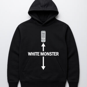 Bluza z kapturem z nadrukiem puszki napoju energetycznego i napisem White Monster.