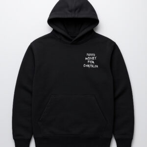 Czarna bluza z kapturem z napisem Need Money for Chrysler.