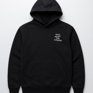 Czarna bluza z napisem Need money for Mitsubishi na piersi.