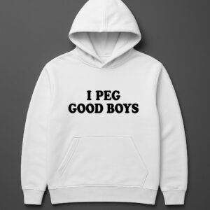 Biała bluza z kapturem z napisem I PEG GOOD BOYS.