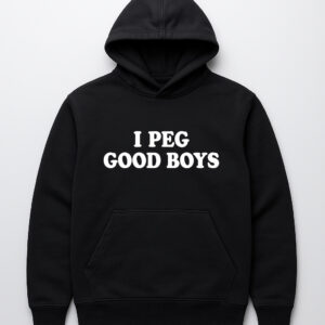 Czarna bluza z kapturem z napisem I PEG GOOD BOYS.