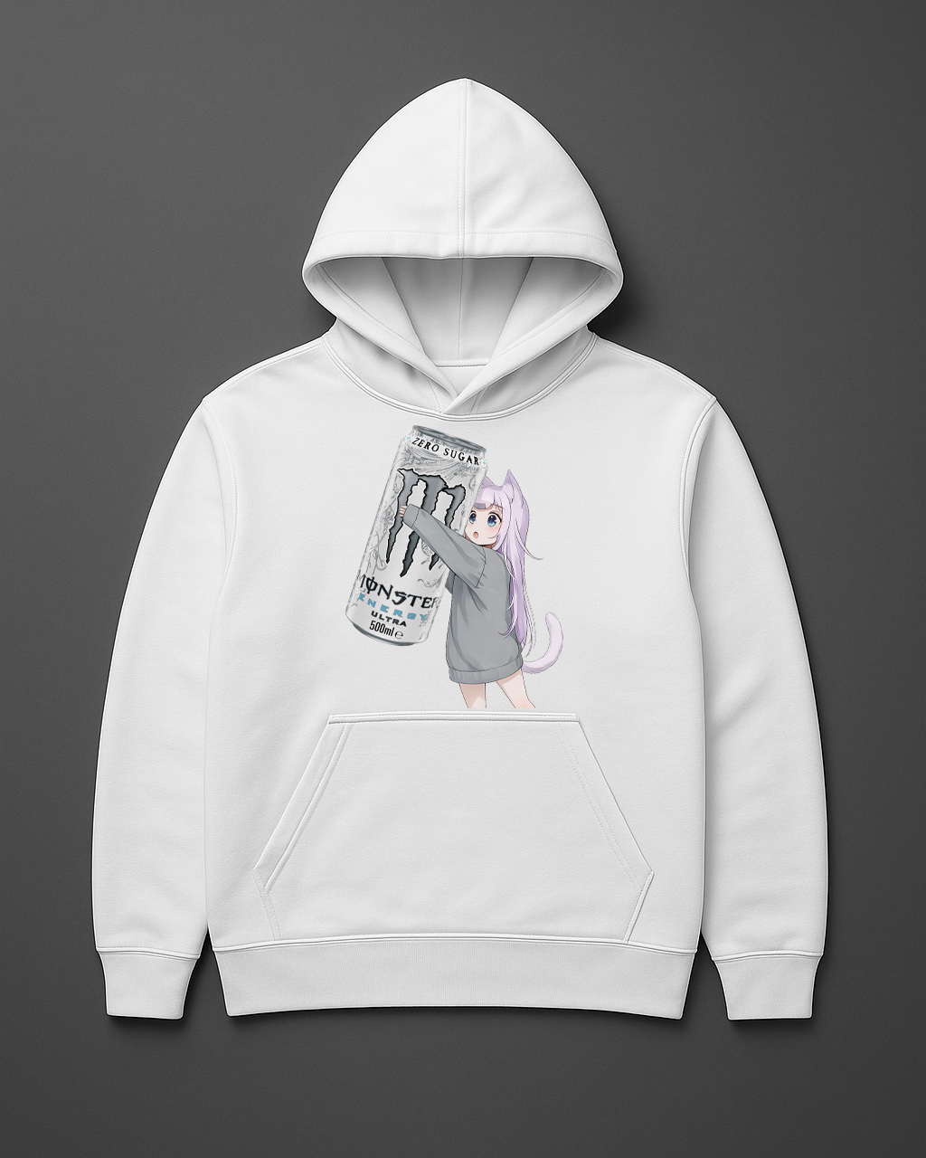 Bluza z kapturem z anime dziewczyną trzymającą puszkę napoju energetycznego Monster.