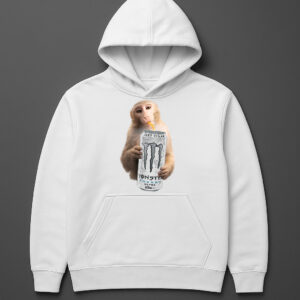 Bluza z małpką trzymającą puszkę napoju energetycznego Monster.