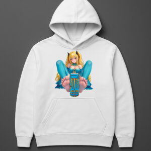 Bluza z kapturem z nadrukiem anime postaci trzymającej napój Monster.