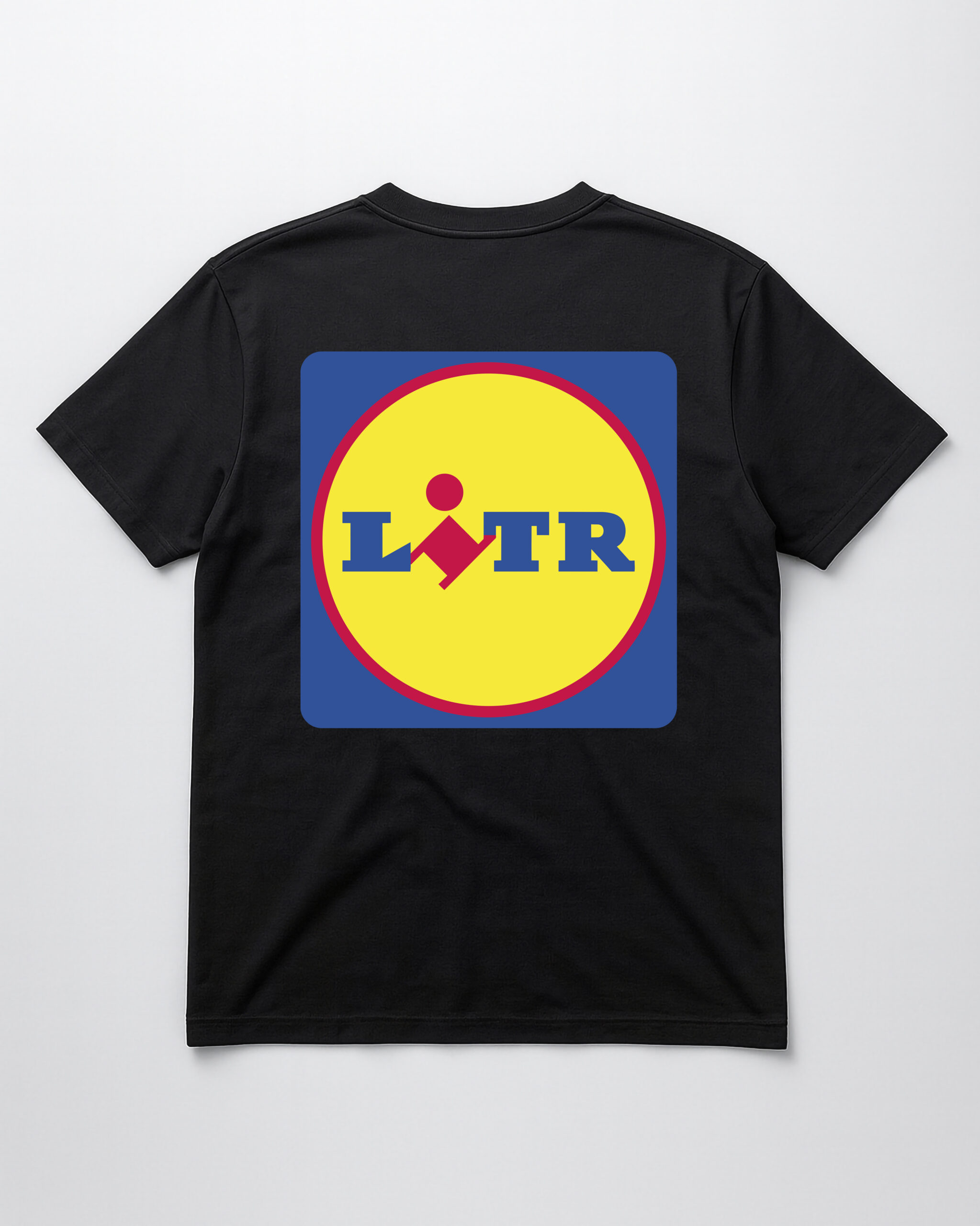 T-shirt z logo LITR na czarnym tle, idealny do codziennych stylizacji.