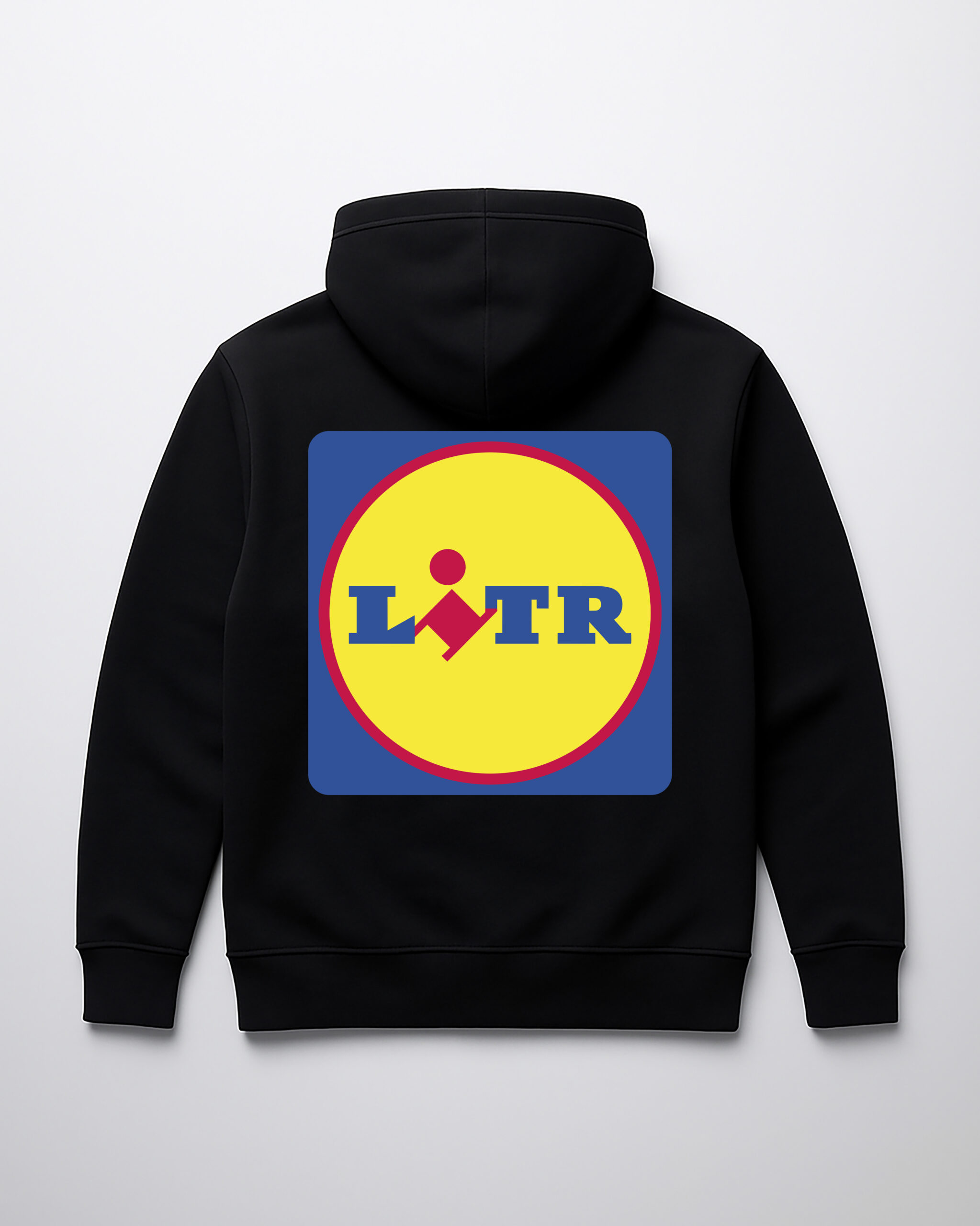Czarna bluza z kapturem z kolorowym logo LITR na plecach. Idealna na codzienne stylizacje.