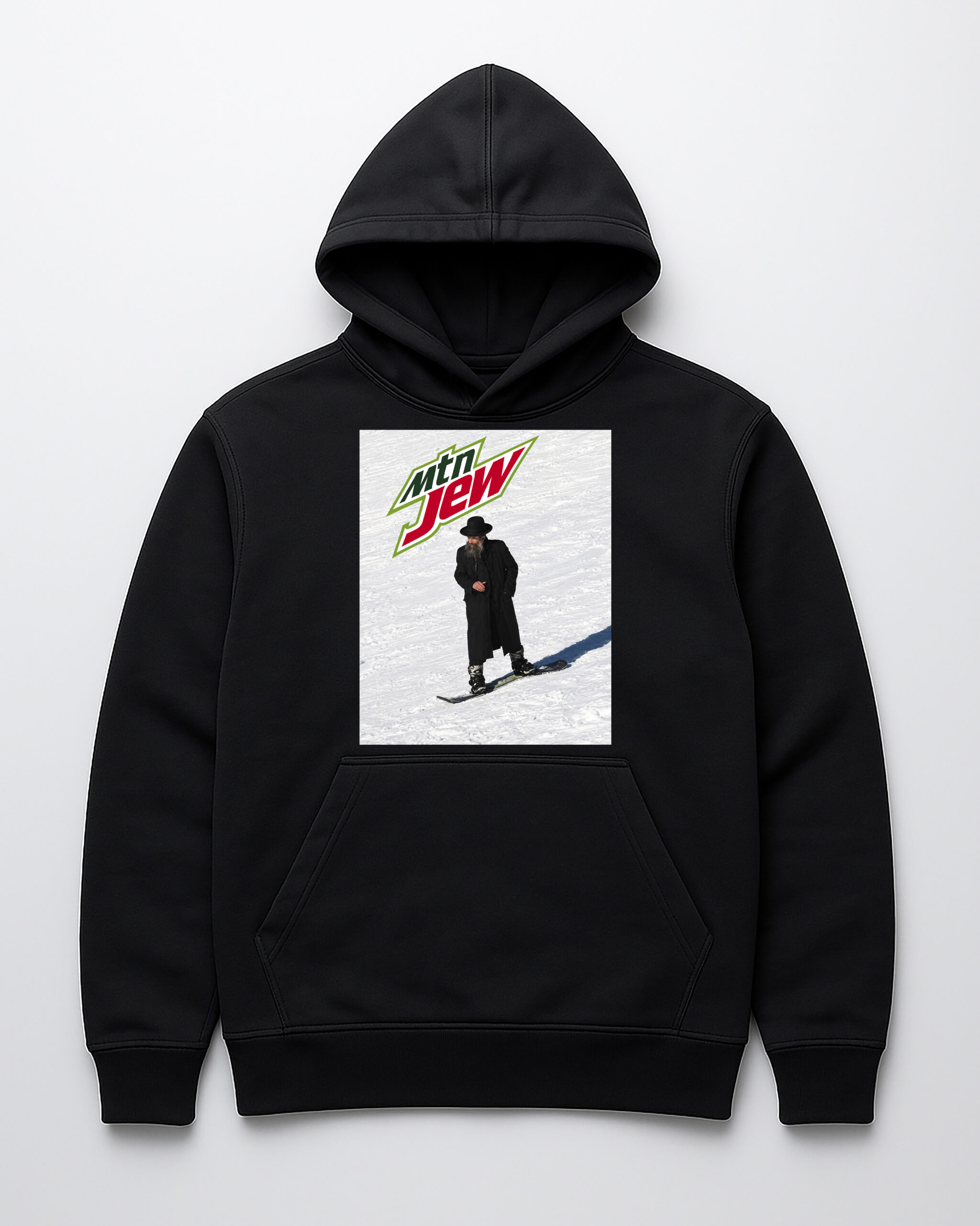 Hoodie z grafiką Mtn Jew i narciarzem na śniegu.